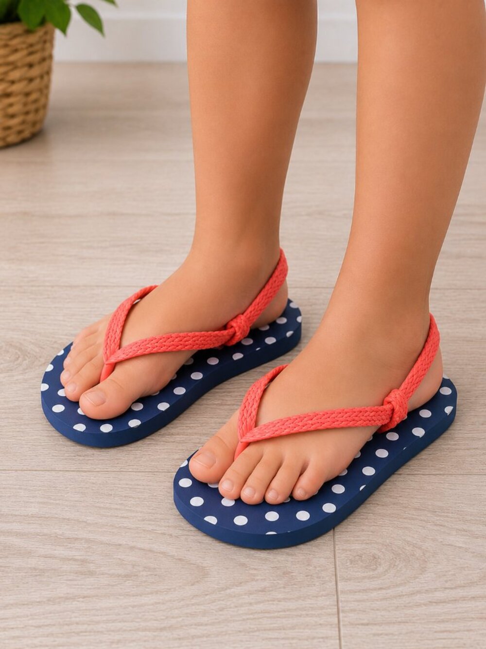 NWT Navy Blue Flip Flops with Coral Straps – Casual Summer Sandals